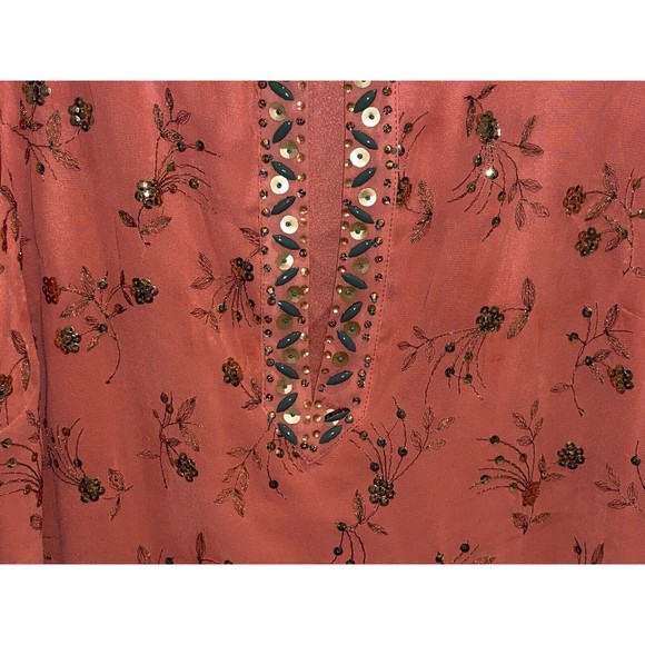 Pearl by Georgina Chapman of Marchesa Peach Gold  Beaded Embellished Dress 12 - Picture 9 of 16